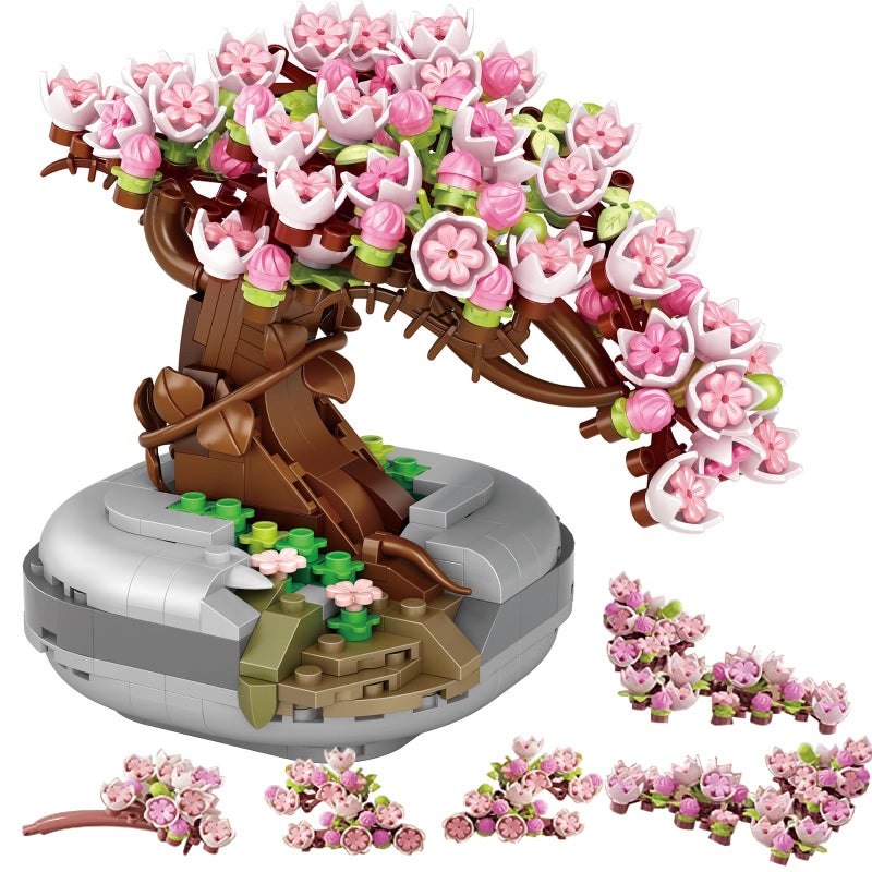 YONGJULE Cherry Blossom Tree Building Toys for Adults Bonsai Botanical Collection Toy Building Sets Plants and Flowers DIY Home Decoration Gifts for Valentines Day Women Kids Not Compatible with Lego - Image 2