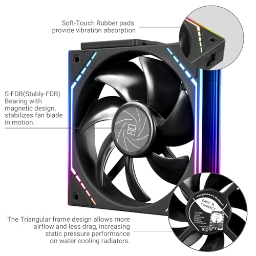 Thermalright مروحة حالة Thermalright TL-M12Q - 120 مم هادئة، وظيفة PWM، تأثيرات إضاءة مرآة لا نهائية ARGB، مروحة CPU لبناء كتلة توصيل لاسلكية، وحدة شريحة طاقة جديدة تبسط إدارة الأسلاك | 2000RPM - Image 4