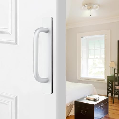 DHVSAM 1 Pcs Self Adhesive Cabinet Door Handle Stick On Handle Self Stick Drawer Pulls No Drill Black Cabinet Pulls Peel and Stick for Glass Sliding (Silver) - Image 2