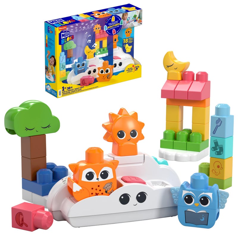 MEGA BLOKS FisherPrice Toddler Building Blocks Toy Rise Snooze Night Light with 30 Pieces Sound and Light Effects Star Projector Ages 1 Years - Image 4