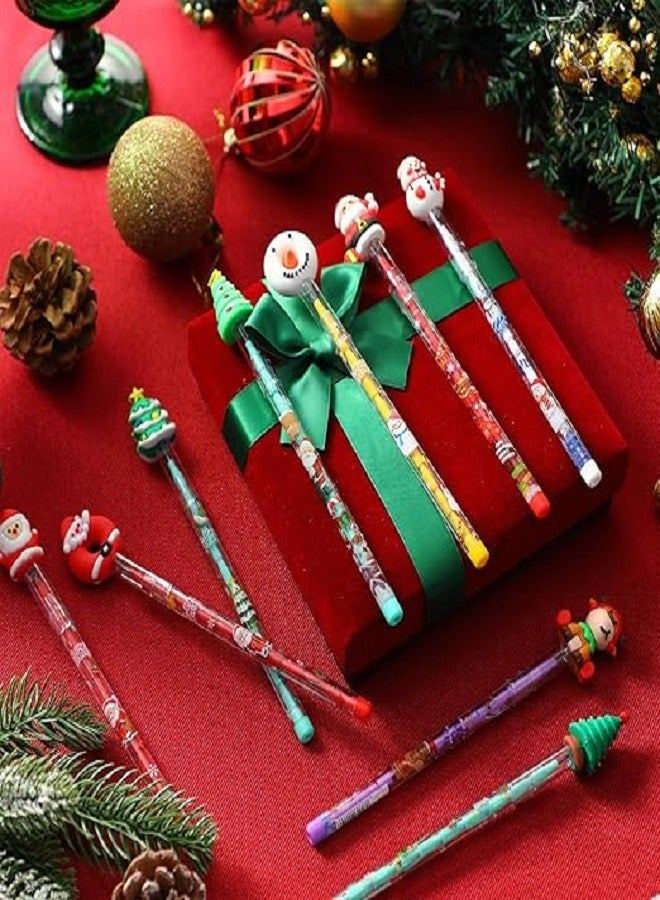 24 Pcs Christmas Pencils Assorted Multi Point Stackable Push Pencil Christmas Tree Santa Claus Snowman Elk Stackable Pencils for Kids Xmas Party Favors Stocking Stuffers Classroom Rewards - Image 5