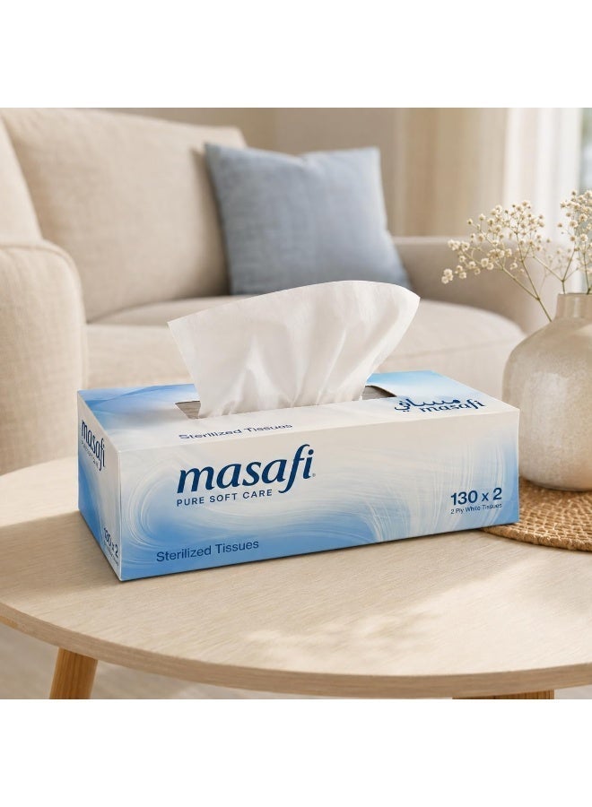 Masafi Pure Soft Care 130x2 Ply White Facial Tissues 5 Boxes - Soft, Strong and Absorbent - Made from 100% Paper Pulp - Image 3