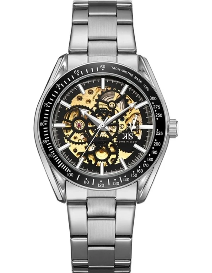 KENNETH SCOTT Men's Stainless Steel Mechanical Watch K22312-SBSB - 43 mm