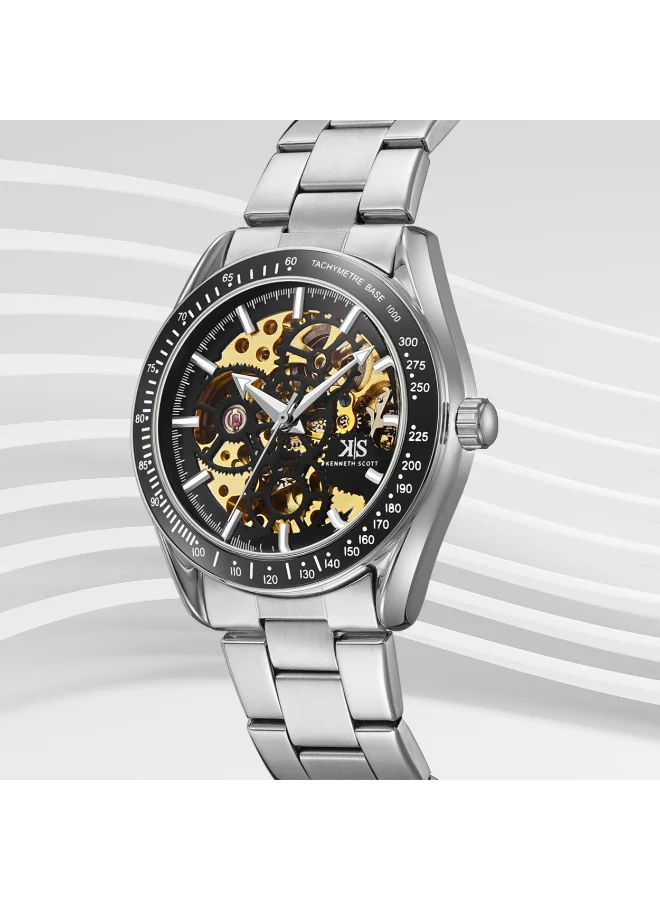 KENNETH SCOTT Men's Stainless Steel Mechanical Watch K22312-SBSB - 43 mm