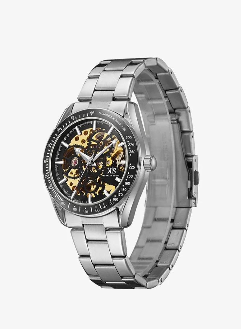 KENNETH SCOTT Men's Stainless Steel Mechanical Watch K22312-SBSB - 43 mm