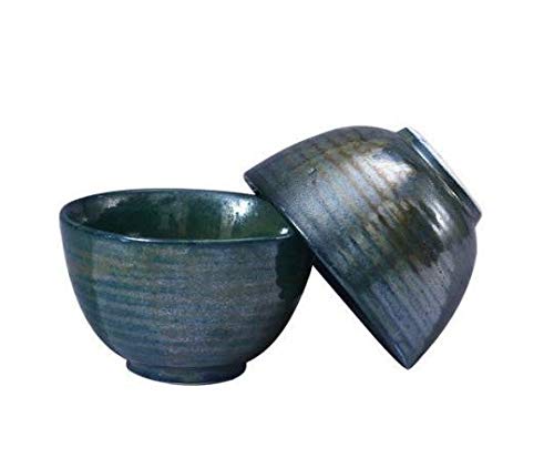 Caffeine Ceramic Handmade Green Ferrous Dessert Bowl (Set of 2) - Image 1