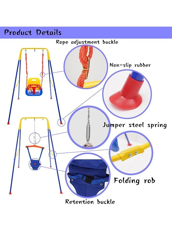 3-in-1 Swing Set Baby Jumper and Bouncers for Toddler Baby Swing is Suitable for Indoor and Outdoor Play with a Foldable Metal Stand for Easy Storage and Comes with Instructions for Easy Assembly - Image 5