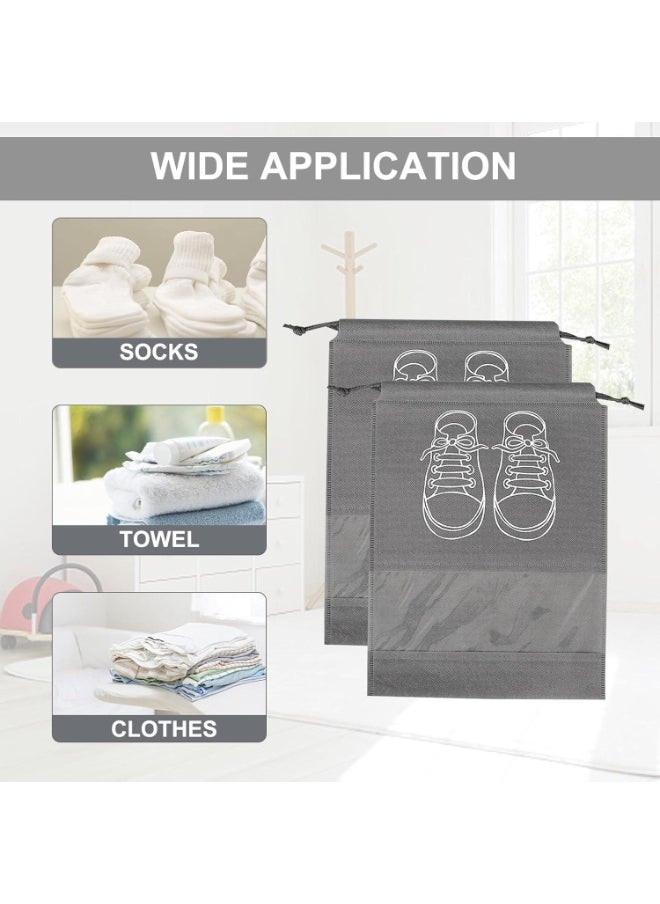 Generic Shoe Storage Bags, Dustproof Drawstring Shoe Bags with Clear Opening, Portable Waterproof Packing Organizers for Daily Use and Travel, 5 Pack, Grey  - Image 2