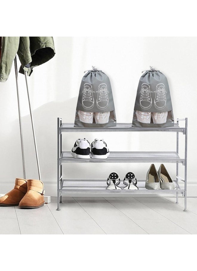 Generic Shoe Storage Bags, Dustproof Drawstring Shoe Bags with Clear Opening, Portable Waterproof Packing Organizers for Daily Use and Travel, 5 Pack, Grey  - Image 5