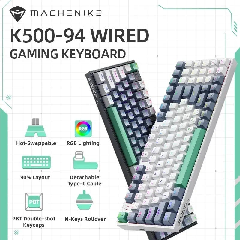 Machenike K500-B94 Wired Mechanical Gaming Keyboard, Hot-Swap, 94 Keys, 90% Layout, RGB Backlight, for PC, Laptop - Image 2