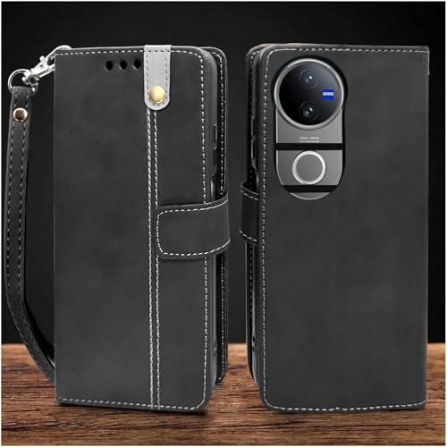 Excelsior Flip Cover for Vivo V50, Vivo V50e, iQOO Z10R, Vivo T4R | Premium PU Leather | Full Protection (Black) - Image 1