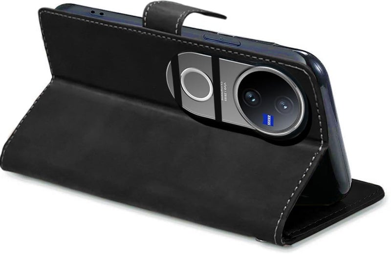 Excelsior Flip Cover for Vivo V50, Vivo V50e, iQOO Z10R, Vivo T4R | Premium PU Leather | Full Protection (Black) - Image 4