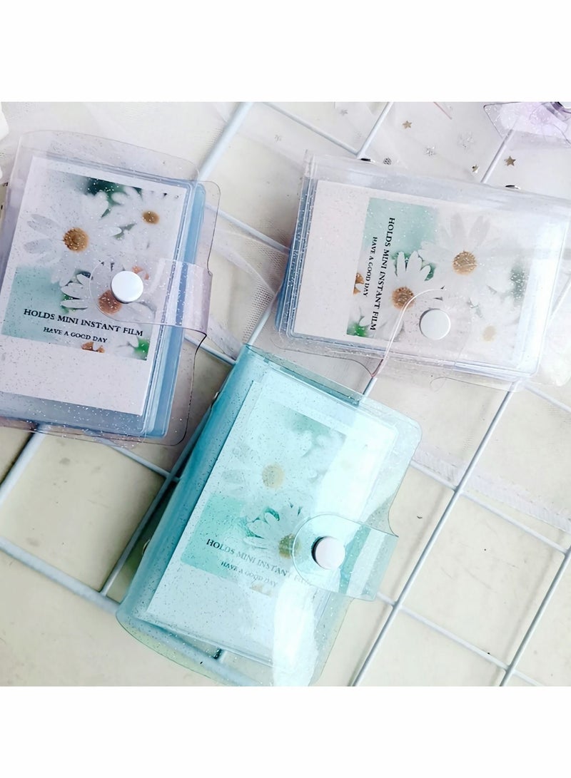 SYOSI 3-Pack 3-Inch Mini Photo Albums, Clear Sequin Portable Cards for Storage Favorites Gifts, 36 Pockets Jelly Color Instant Camera Accessories - Image 3