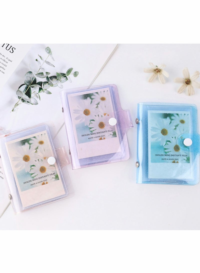 SYOSI 3-Pack 3-Inch Mini Photo Albums, Clear Sequin Portable Cards for Storage Favorites Gifts, 36 Pockets Jelly Color Instant Camera Accessories - Image 2