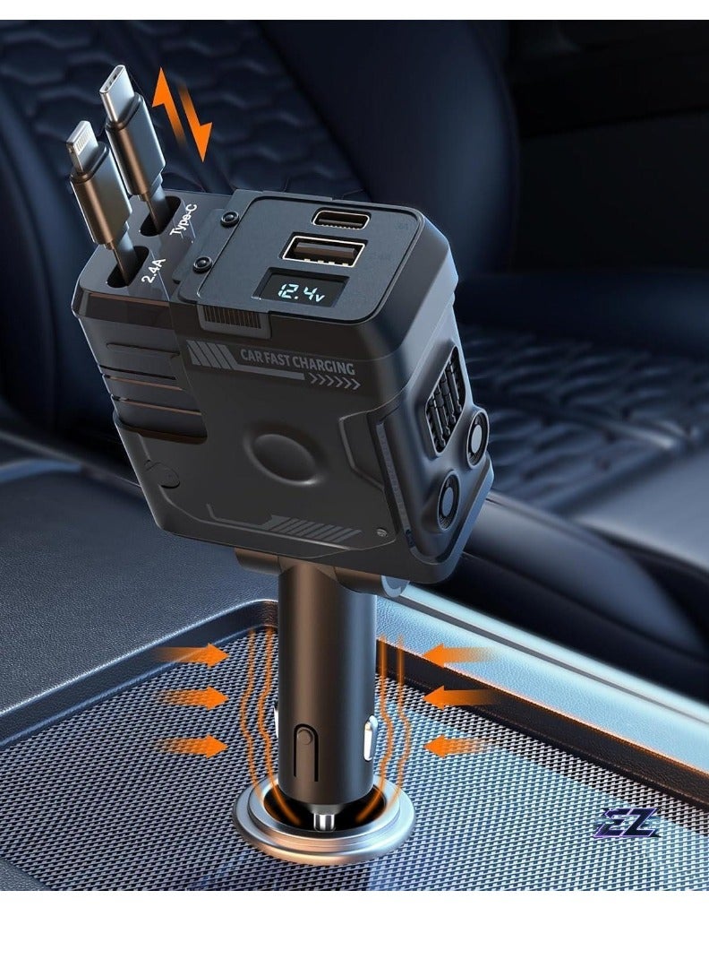 ELTRAZONE 120W Car Charger with 4 Ports, 4-in-1 Super Fast Car Phone Charger, 2 USB Ports Car Charger Adapter, Compatible with Multiple Brands (Black) – Fast Charging for Phones, Tablets, and More - Image 1