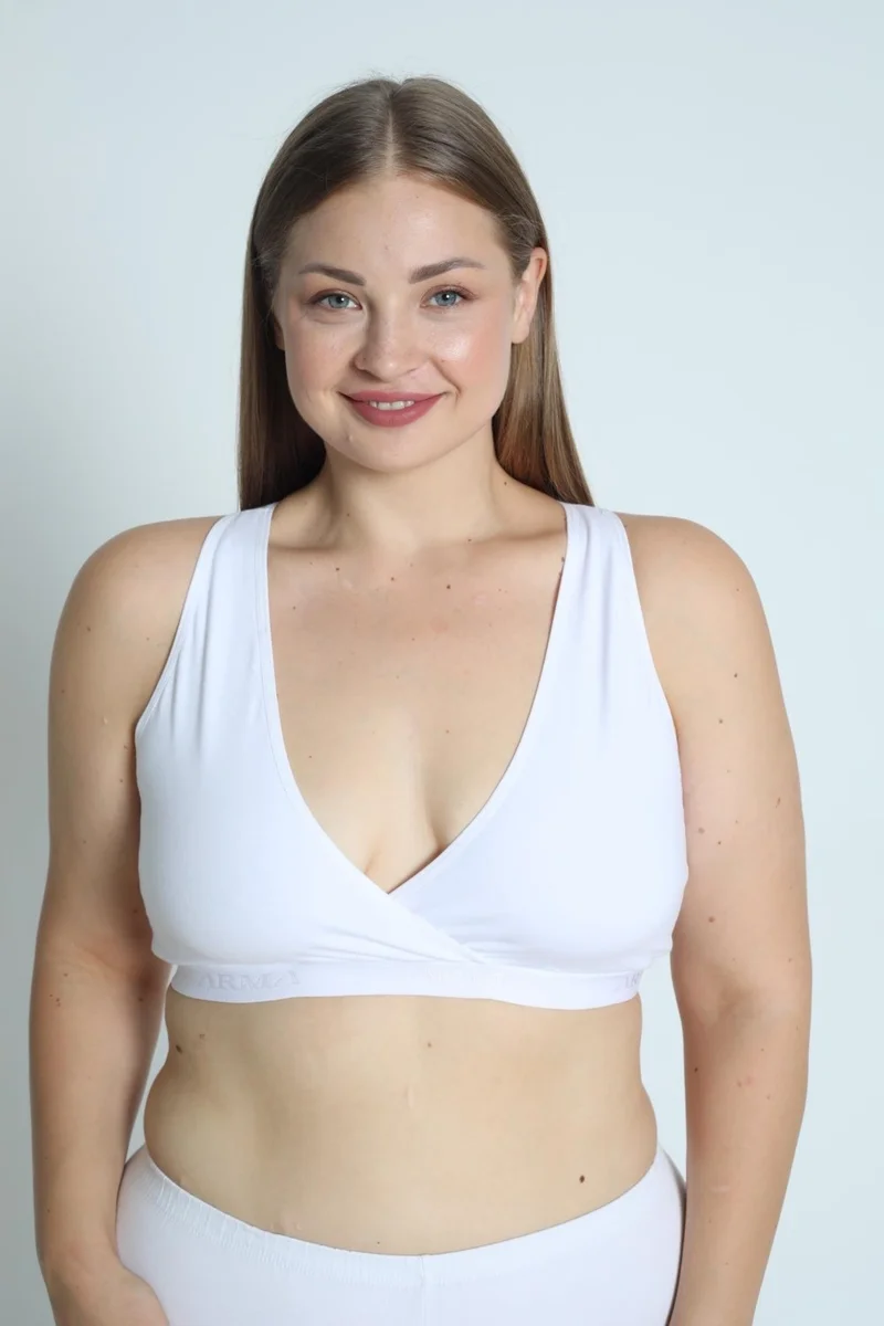 Arma Yıldız Maternity Nursing Bustier Athlete 2 Piece Set White Half Undershirt