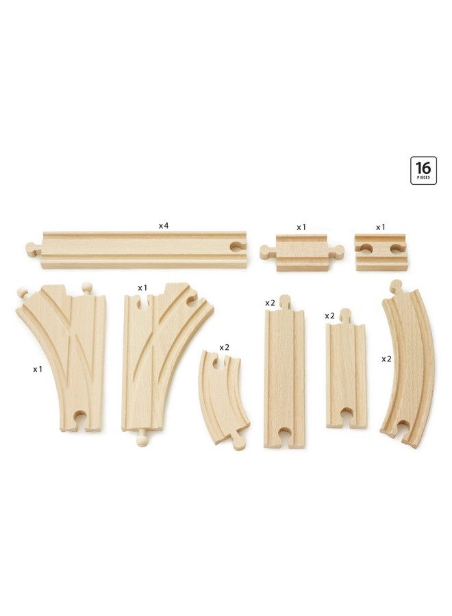 Brio BRIO World Expansion Pack Intermediate - Works with All BRIO Train Sets - FSC-certified 16-Piece Wooden Train Tracks with Switches - Grow Existing Systems and Create Railway Empires - Kids Ages 3 & Up  - Image 2
