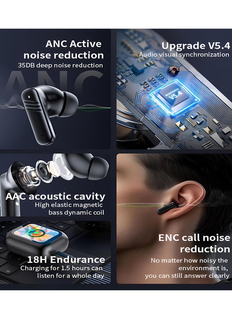 VICTGOAL ANC Wireless Earbuds with Smart Touch Screen -Active Noise Cancelling Bluetooth 5.4 in Ear Earphones with Microphone,Stereo Sound - Long Battery Life Ear Buds Compatible with iPhone, Android  - Image 2