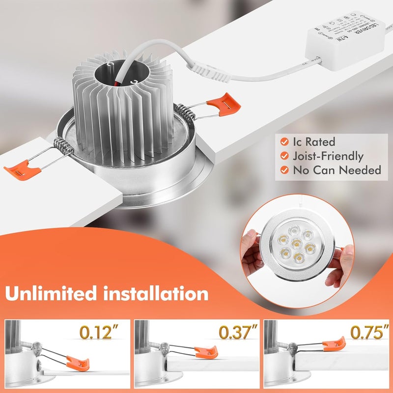 LemonBest 110V Not Dimmable 7W LED Ceiling Light Downlight Recessed Lighting, Superbright Cool White (2) - Image 4