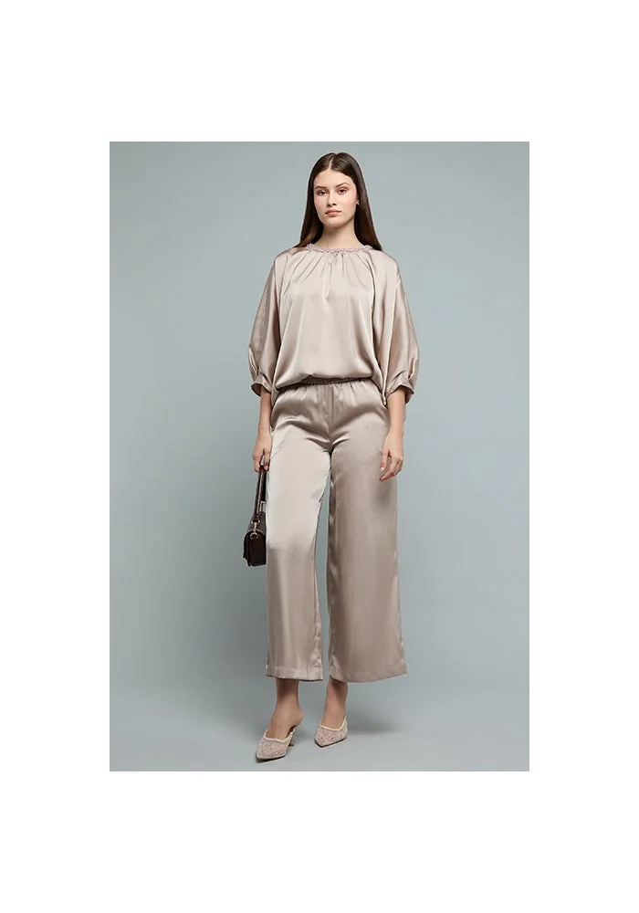 R&b Embellished Top with Crew Neck and Batwing Sleeves