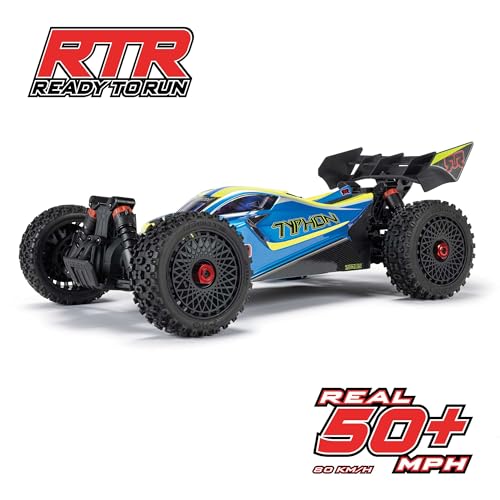 ARRMA سيارة ARRMA RC 18 Typhon 4X4 223S BLX بدون فرش RTR البطارية والشاحن غير متضمنين مع DSC الأزرق والأصفر ARA4306V4T4 - Image 5