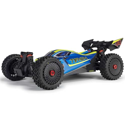 ARRMA سيارة ARRMA RC 18 Typhon 4X4 223S BLX بدون فرش RTR البطارية والشاحن غير متضمنين مع DSC الأزرق والأصفر ARA4306V4T4 - Image 1