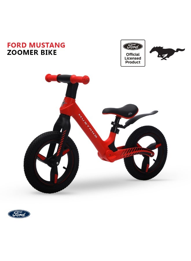 Ford Mustang دراجة زومر، مقعد قابل للتعديل، خفيفة الوزن، تصميم رياضي، أحمر، 3–6 سنوات - Image 1