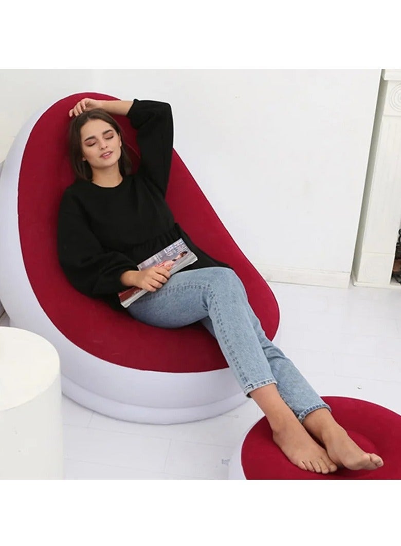 AROAQ Inflatable Lazy Sofa Chair, Flocking Foldable Sofa With Slip On Lunch, Comfortable And Durable Folding Recliner Sofa Bed, Soft Single Sofa Chair For Indoor And Outdoor, (1pc, Dark Blue) - Image 3