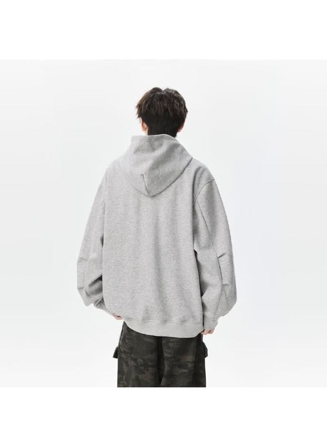 Wassup Sohot Men's Autumn Winter American Style Spiral Hoodie Jacket Trendy Versatile Top Cloud Gray L - Image 2