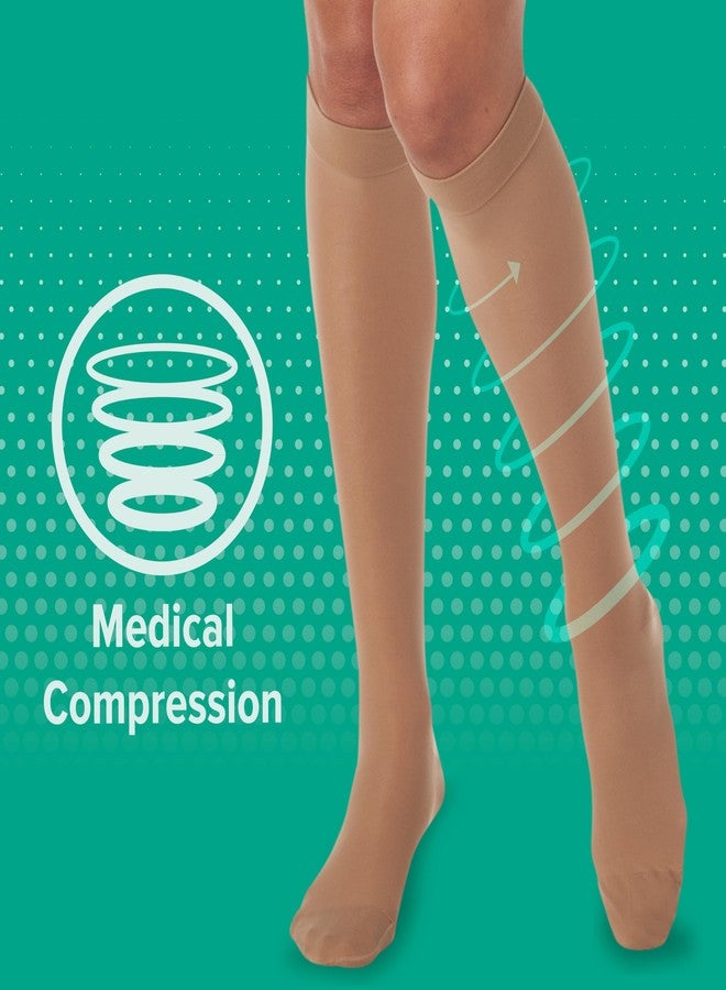 Juzo Naturally Sheer, 2100 Knee-High, 15-20mmHg, Closed Toe Compression Stockings, Short, 2 (II), Beige - Image 5