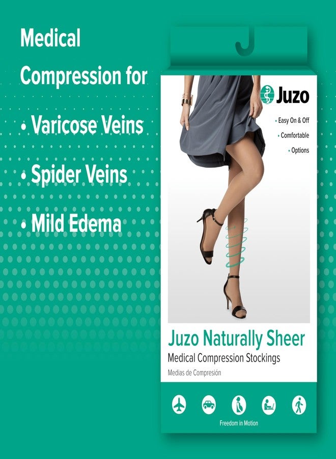 Juzo Naturally Sheer, 2100 Knee-High, 15-20mmHg, Closed Toe Compression Stockings, Short, 2 (II), Beige - Image 4