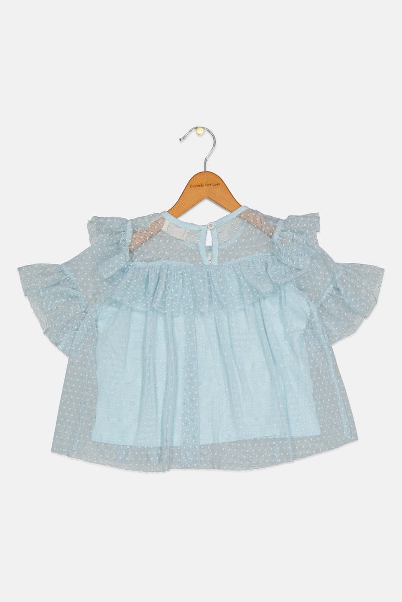 KOTON Kids Girl Textured Dress, Mint Green - Image 2