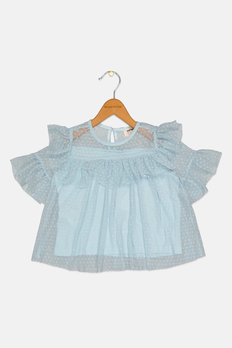 KOTON Kids Girl Textured Dress, Mint Green - Image 1