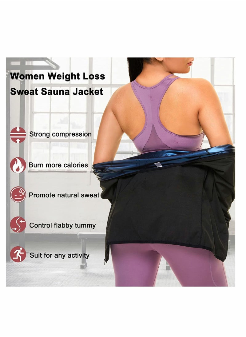 Generic - Sauna Suit for Women Sweat Body Shaper Jacket Hot Waist Trainer Long Sleeve Zipper Shirt Workout Top - L - Image 1