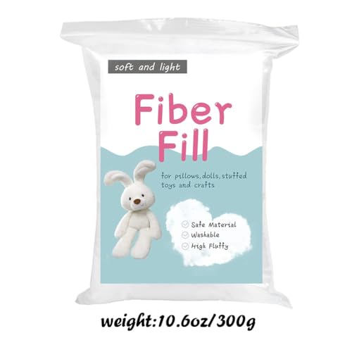 LOKUNN Pillow, 300g/10.6oz Polyester Fiber Fill, Soft Fluffy Stuffing for Stuffed Animals/DIY Crafts, High Resilience, Round, White, 10.6 Ounce (Pack of 1) - Image 2