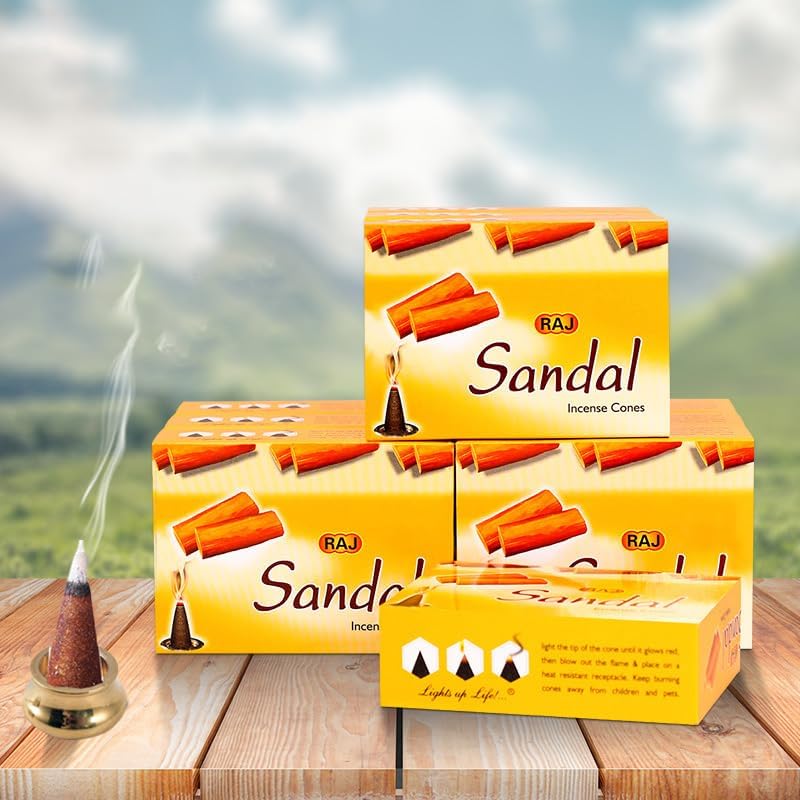 sheful البخور, Sandal wood Incense Cones 40 PCS, Incense Stickes with Mini Copper Incense Holder,Long Lasting Aromatherapy for Positivity & Pure Air Stress Relief,Air Purifier & Clean, Fragrance Gift - Image 1