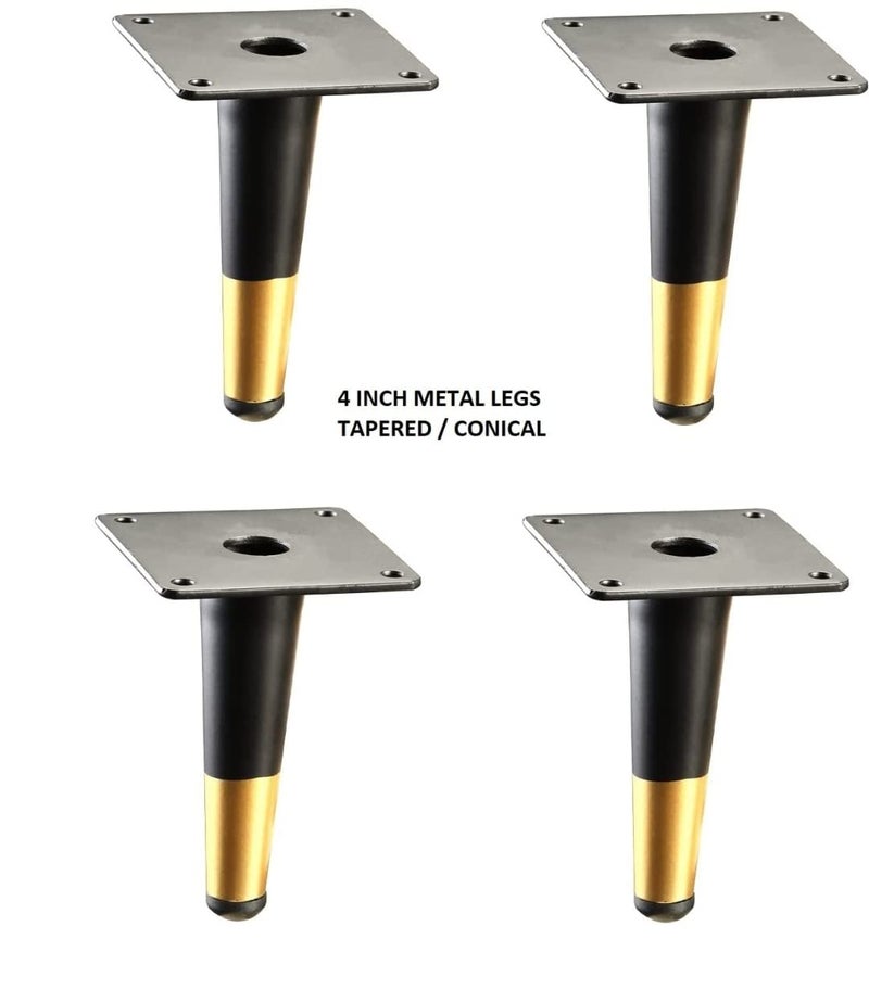 Generic Zohra Hardware Sofa Bed Table Furniture Nalki Leg in Black Gold Finish Heavy Model Design Hardware Iron Coat Electroplated Furniture Leg 4 Inch Pack of 4 4 inches  - Image 4