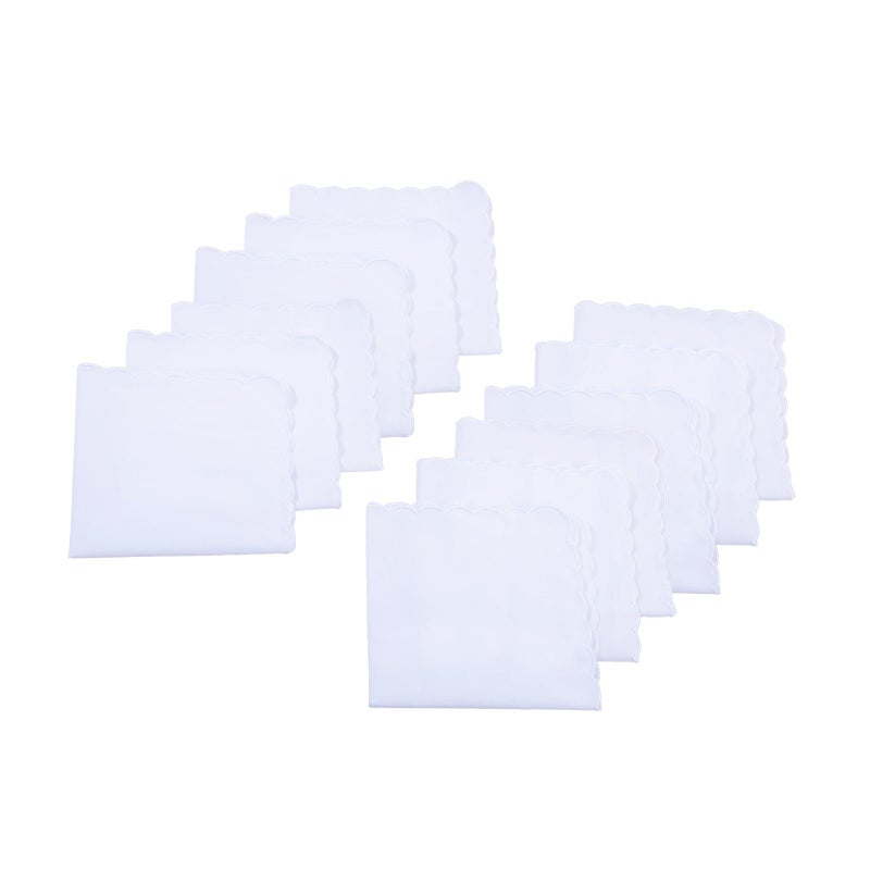 emlstyle Women Handkerchiefs Cotton Hankies Pocket Square Towel White 12 Pack - Image 2