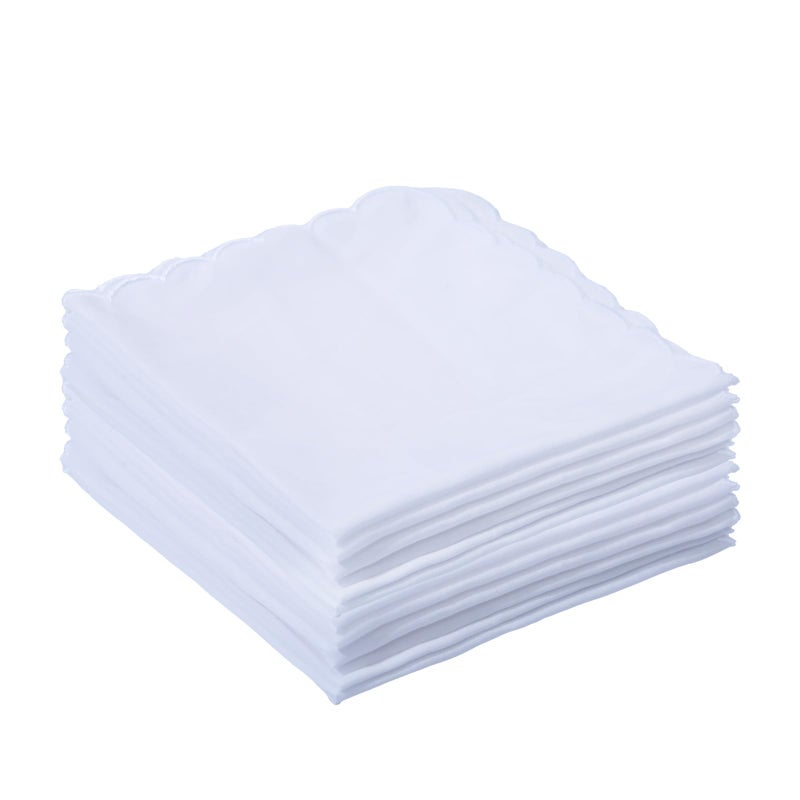 emlstyle Women Handkerchiefs Cotton Hankies Pocket Square Towel White 12 Pack - Image 1