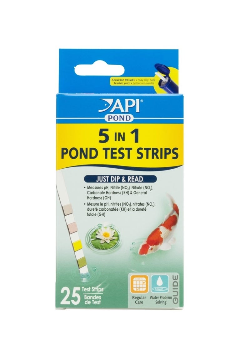 API 5 in 1 Pond Water Test Strips, 25 count