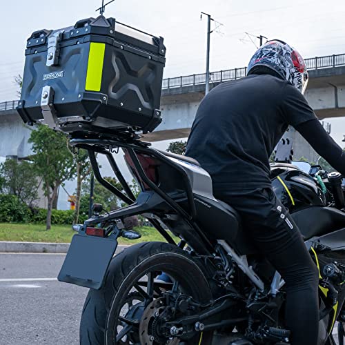 TEMSONE 45L Universal Motorcycle Top Case, Waterproof Motorcycle Tail Box with Backrest & Handle, Dual-key Storage Carrier Case, Aluminum Trunk Tour Tail Box for Store Helmet - Image 3