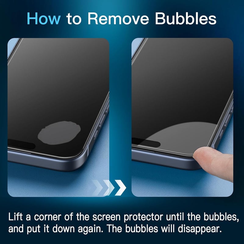 Jetech Privacy Screen Protector for iPhone 15 Pro 6.1-Inch, Anti-Spy Tempered Glass Film with Easy Installation Tool, 2-Pack - Image 2