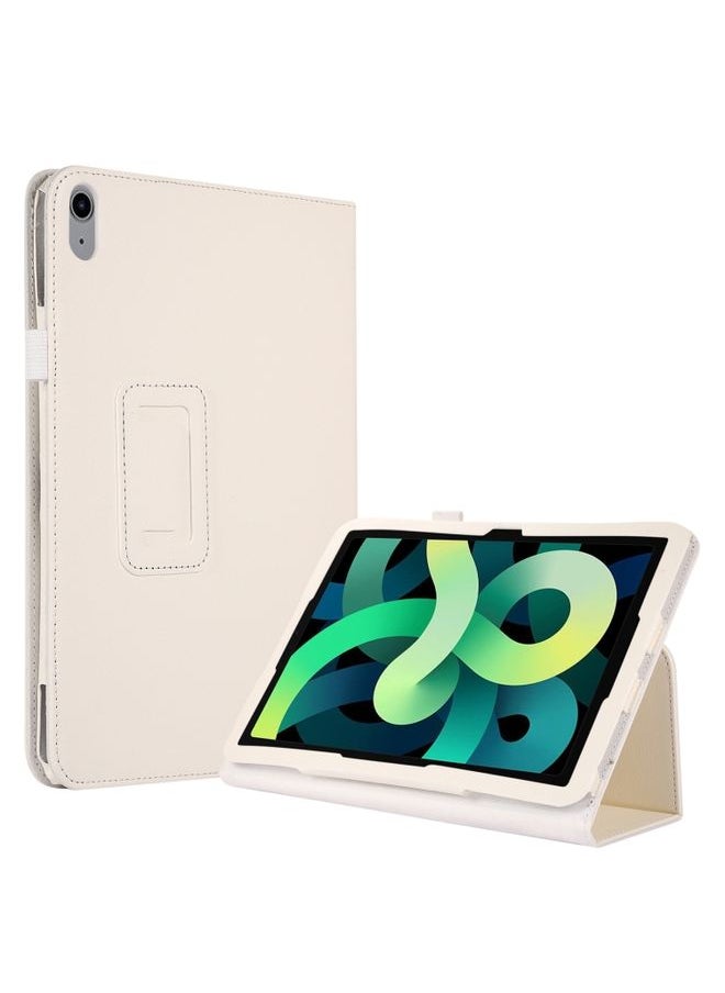 HuHa Case Cover For iPad 10th Gen 10.9 2022 Litchi Texture Leather Smart Tablet Case with Holder White 
