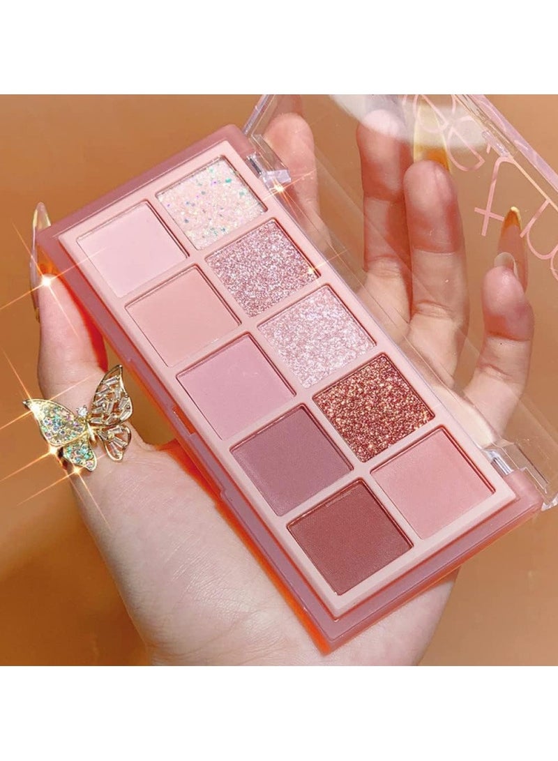 Sweet Mint 10 Color Rose Pink Eyeshadow Palette, Matte & Glitter & Shimmer Finish, Waterproof, Long-lasting 03#  - Image 1