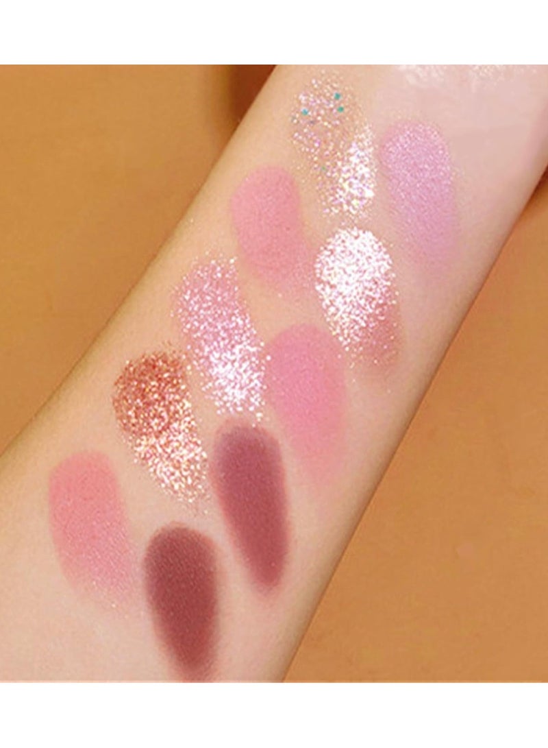 Sweet Mint 10 Color Rose Pink Eyeshadow Palette, Matte & Glitter & Shimmer Finish, Waterproof, Long-lasting 03#  - Image 3