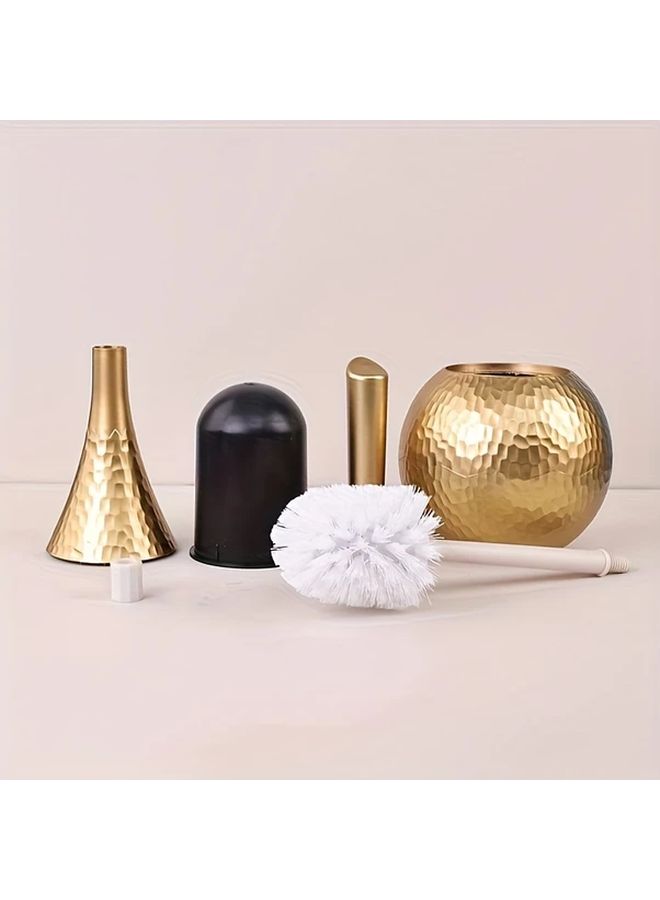 Golden Long Handle Bathroom Cleaning Brush with Base for Toilet and Shower - Image 2