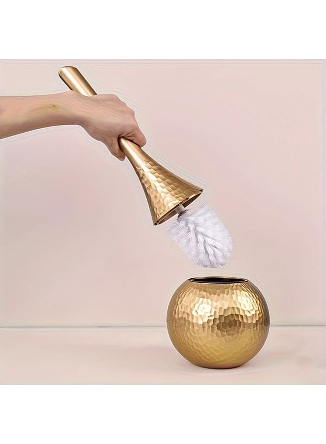 Golden Long Handle Bathroom Cleaning Brush with Base for Toilet and Shower - Image 5