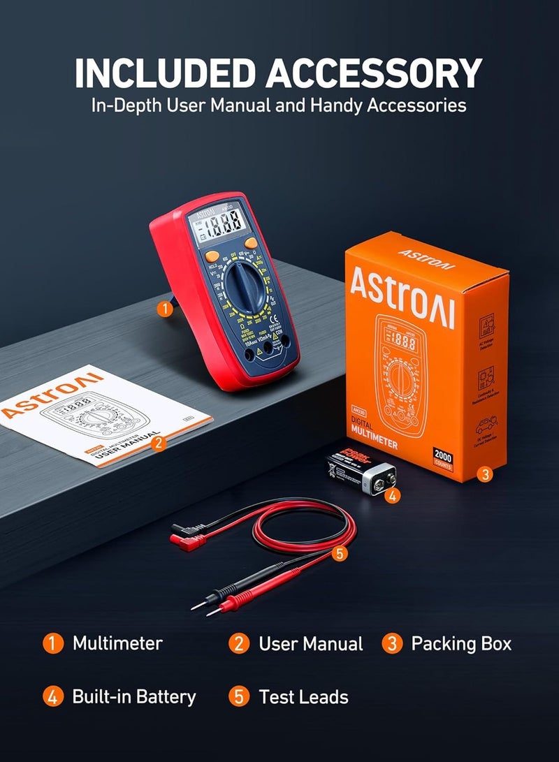 جهاز قياس الفولتميتر المتعدد جهاز قياس المقاومة مقياس التيار الكهربائي متعدد الفاحص - Image 2