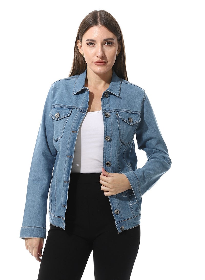 Andora Casual Long Sleeves Denim Jacket - Image 1