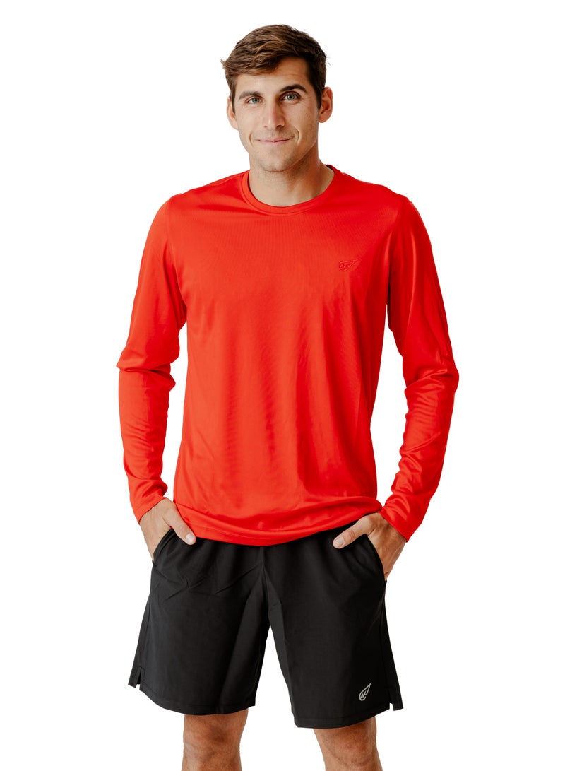 Embroidered long-sleeve T-shirt Red